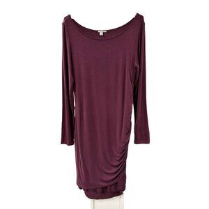 🍒 2/$20 🍒 Deep Purple Long Sleeve Bodycon Ruched Side Dress sz L